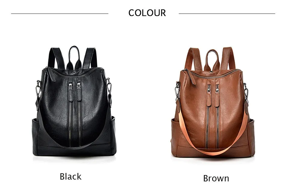 New Pu Leather Large Capacity And Multi-Function Casual Backpack