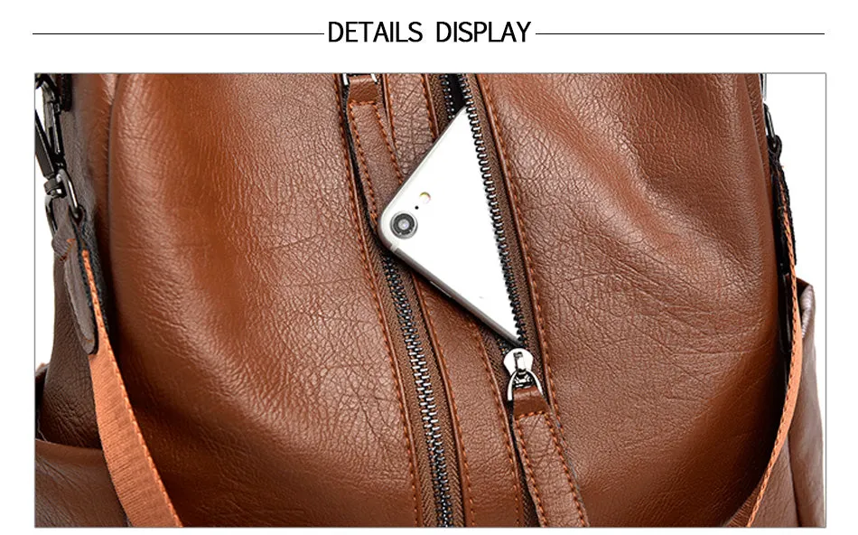 New Pu Leather Large Capacity And Multi-Function Casual Backpack