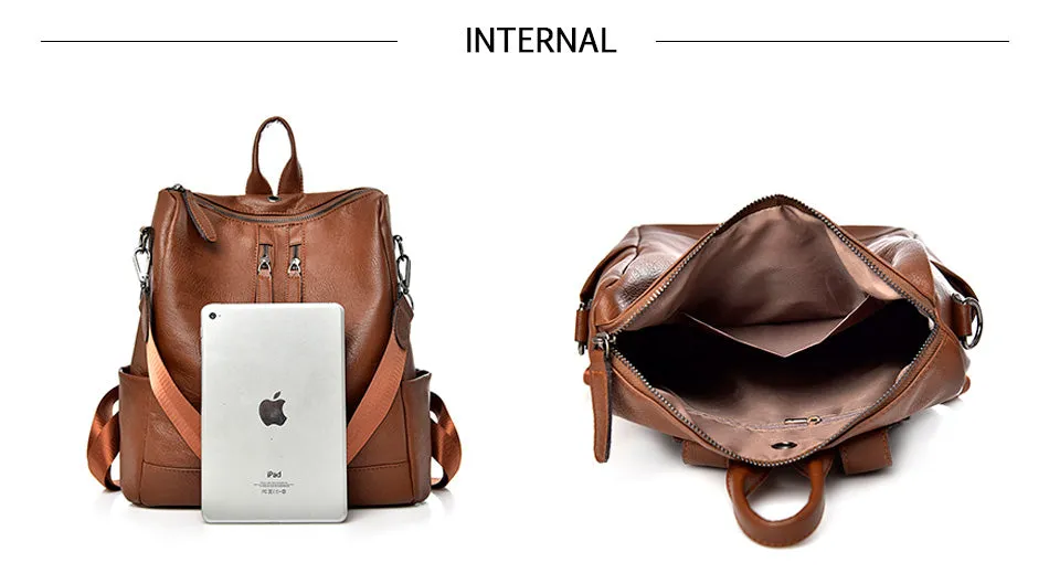 New Pu Leather Large Capacity And Multi-Function Casual Backpack