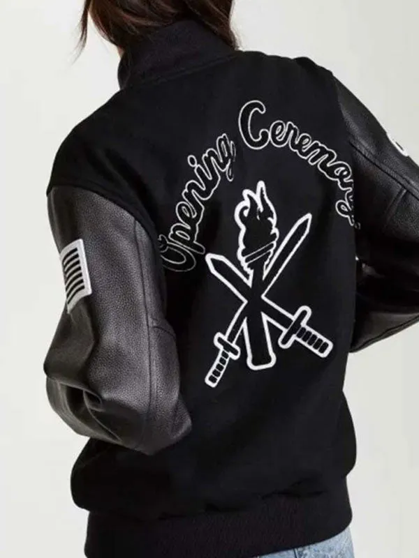 OPENING CEREMONY BLACK LETTERMAN WOMEN JACKET