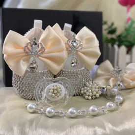 Opulent Shoes and Headpiece Set - Crown Champagne