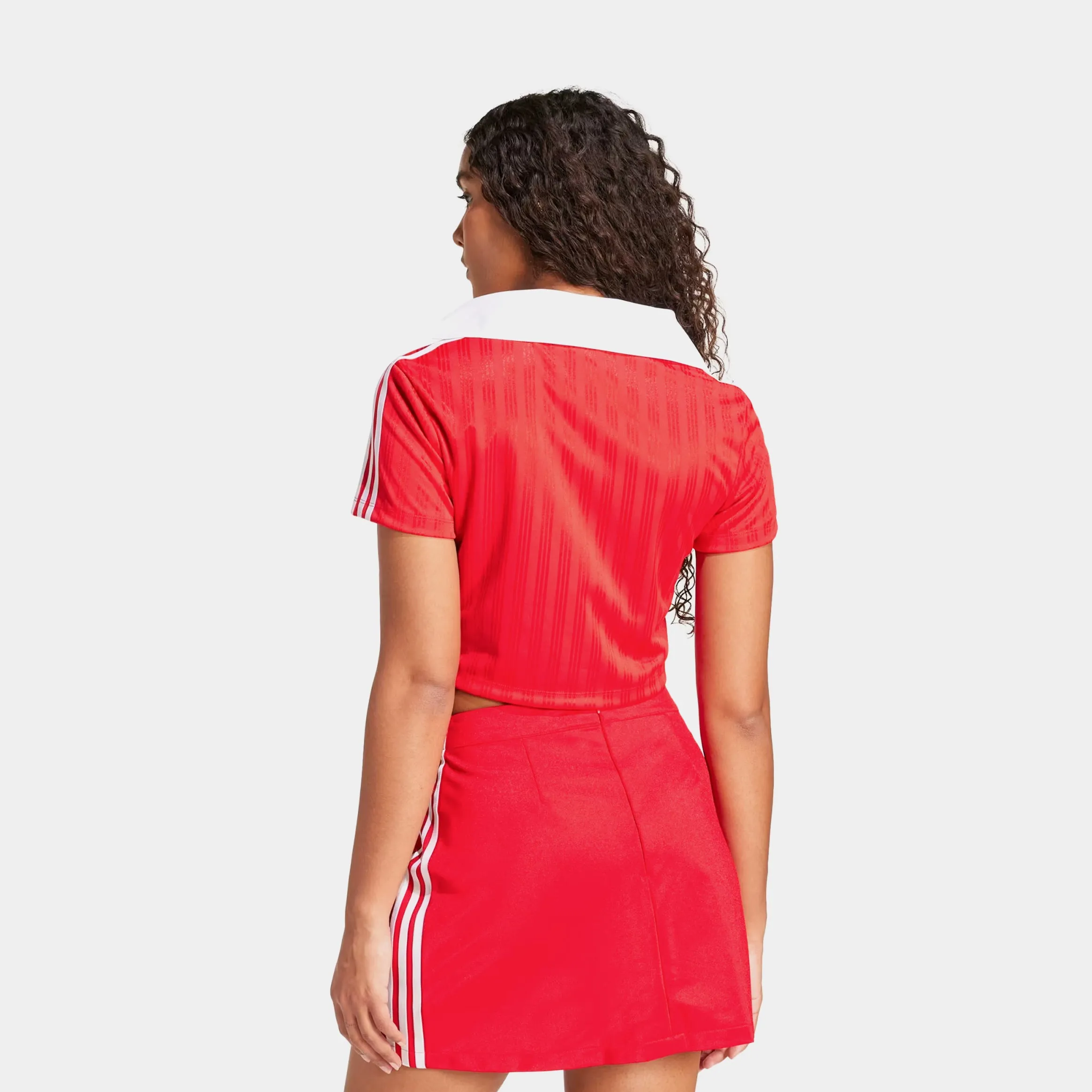 Originals Crop Polo Womens Short Sleeve Shirt (Red/White)