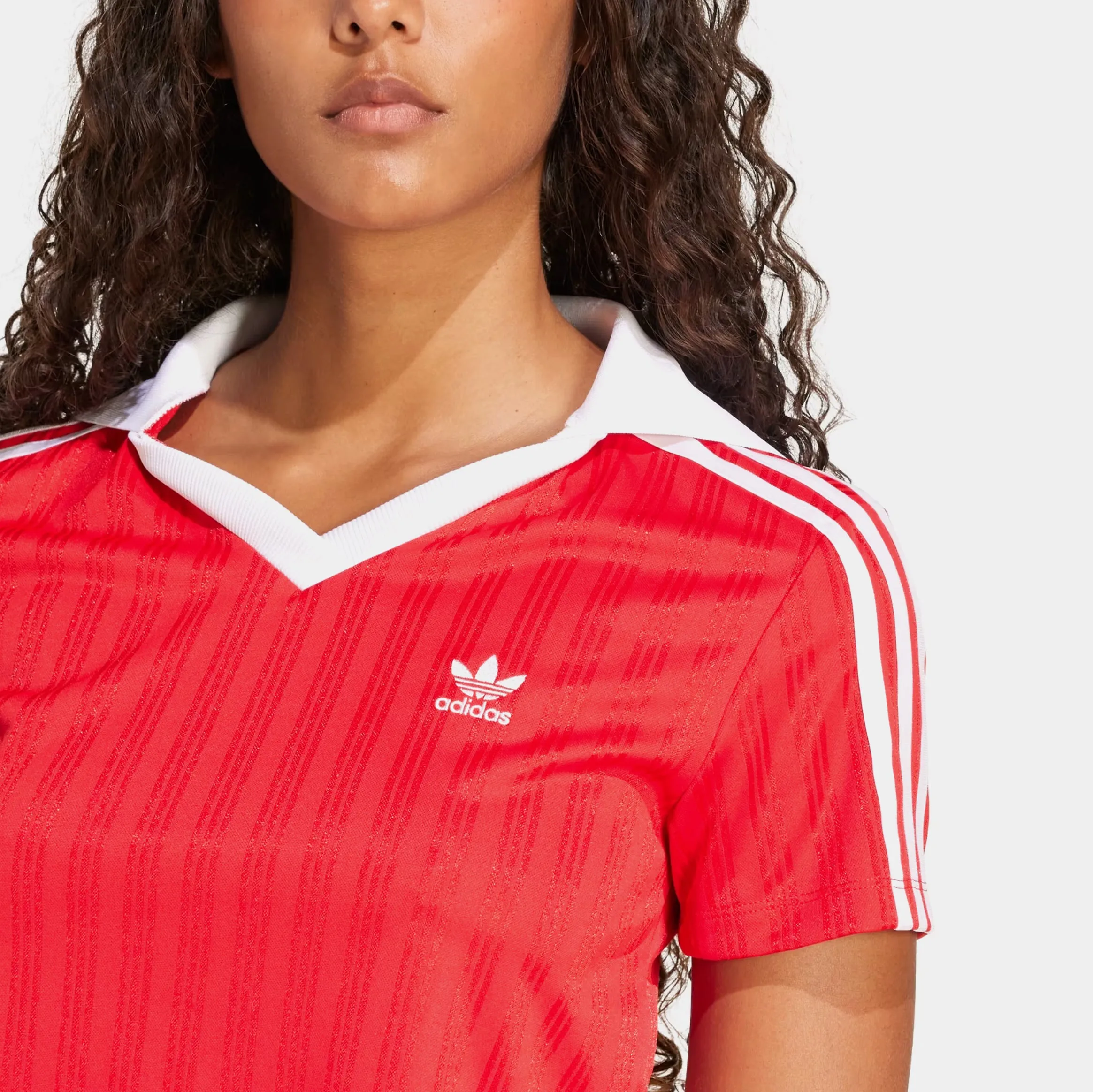 Originals Crop Polo Womens Short Sleeve Shirt (Red/White)
