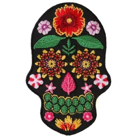 P6157 Flower Skull Black Patch