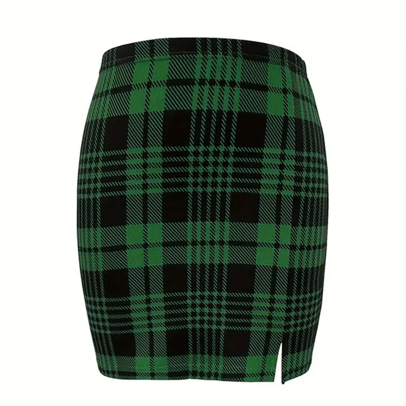 Plaid Skirt Sexy Micro Skirt Offiece Lady Red Green Elegant Pencil Mini Skirts Streetwear High Waist Lady Short Skirt for Women