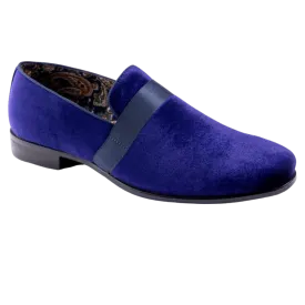 Purple Velvet Men's Shoe Slip-on with a satin ribbon Loafer