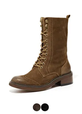 Rugna Women's Autumn And Winter Good Quality Suede Leather Mid-Calf Boots