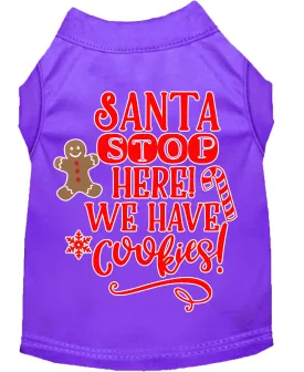 Santa, We Have Cookies Screen Print Dog Shirt Purple Sm