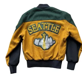 Seattle Supersonics Green Black and Yellow Prototype Jacket SZ L | Vintage Seattle Supersonics  | Seattle Vintage Basketball