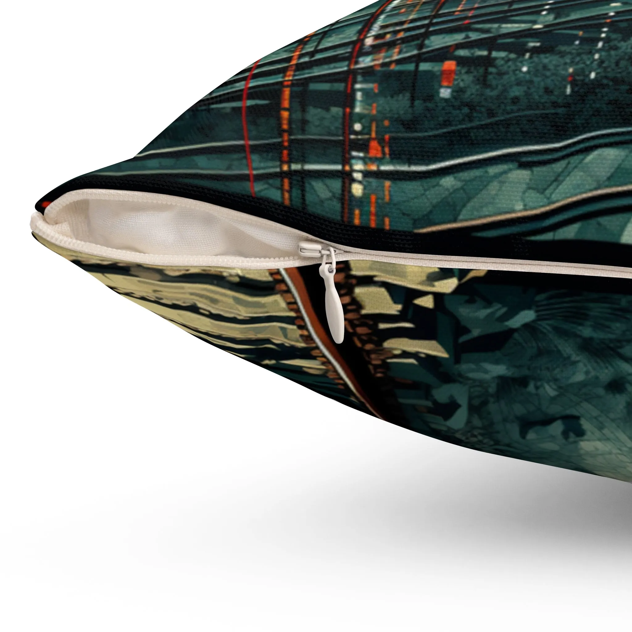 Spun Polyester Square Pillow Bauhaus Art Train Station Design 002