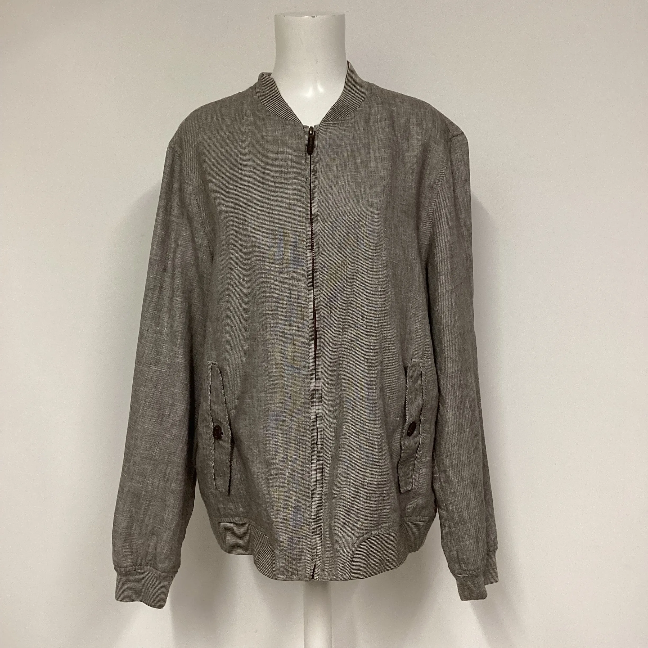 Ted Baker Grey Linen Cotton Lightweight Jacket Size 6
