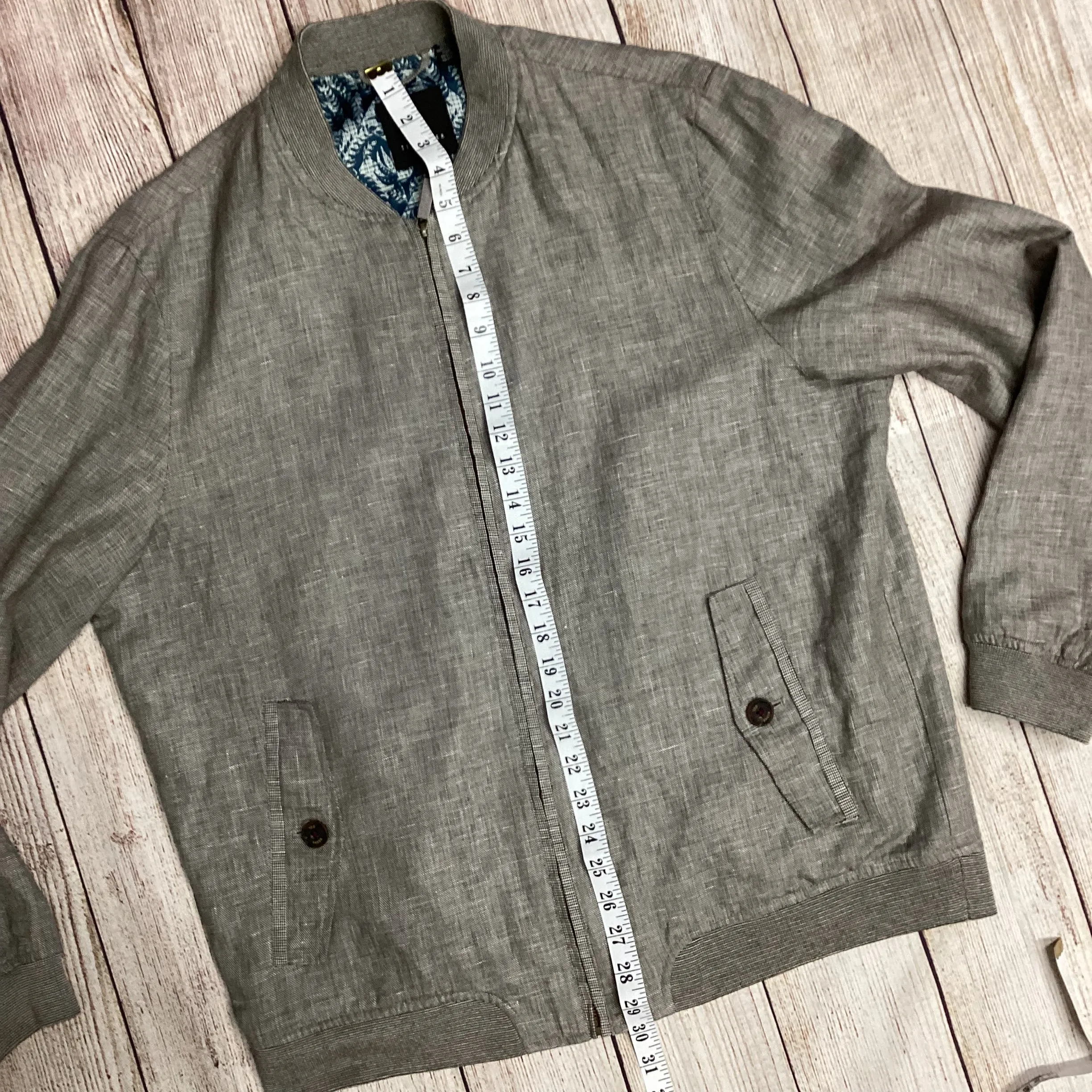 Ted Baker Grey Linen Cotton Lightweight Jacket Size 6