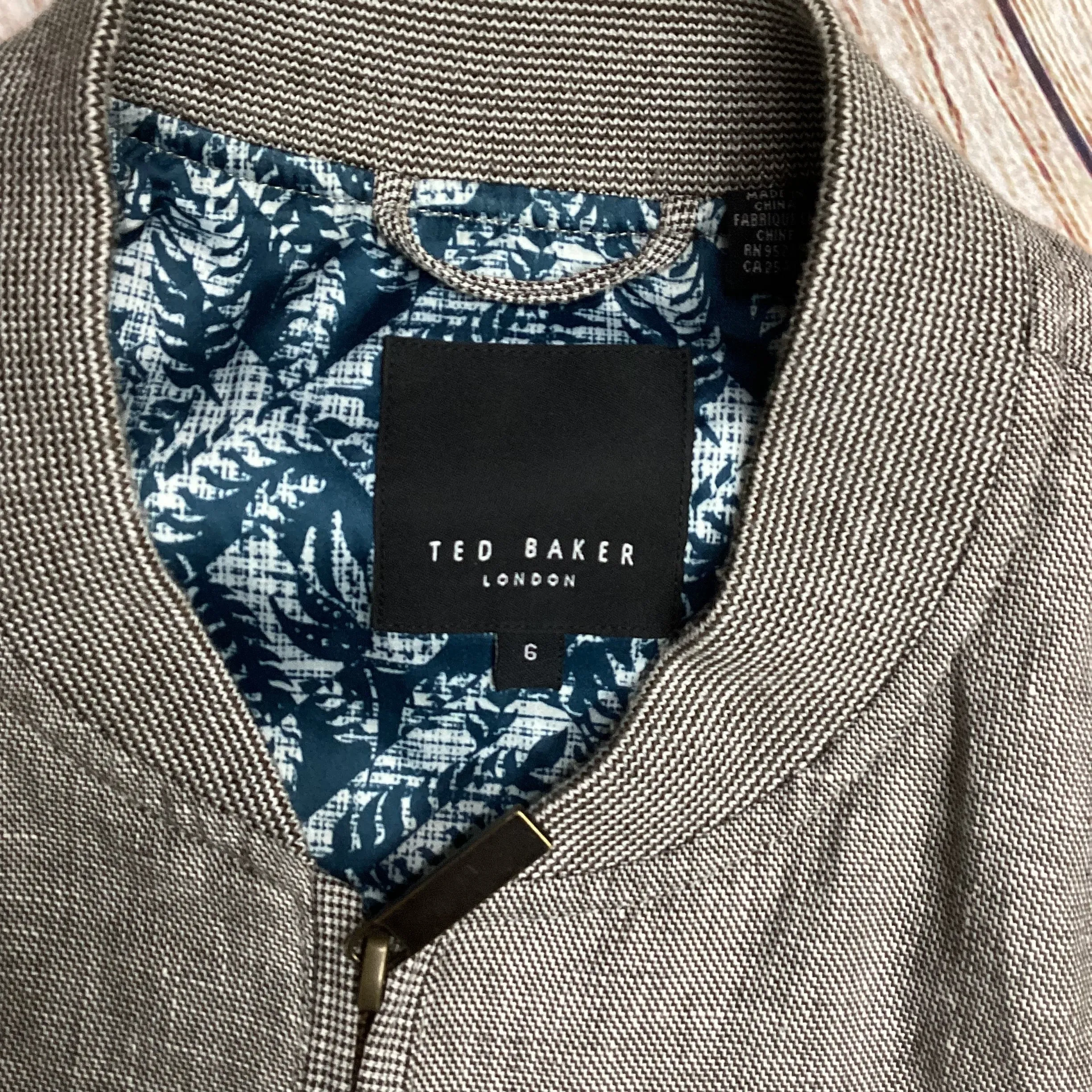Ted Baker Grey Linen Cotton Lightweight Jacket Size 6