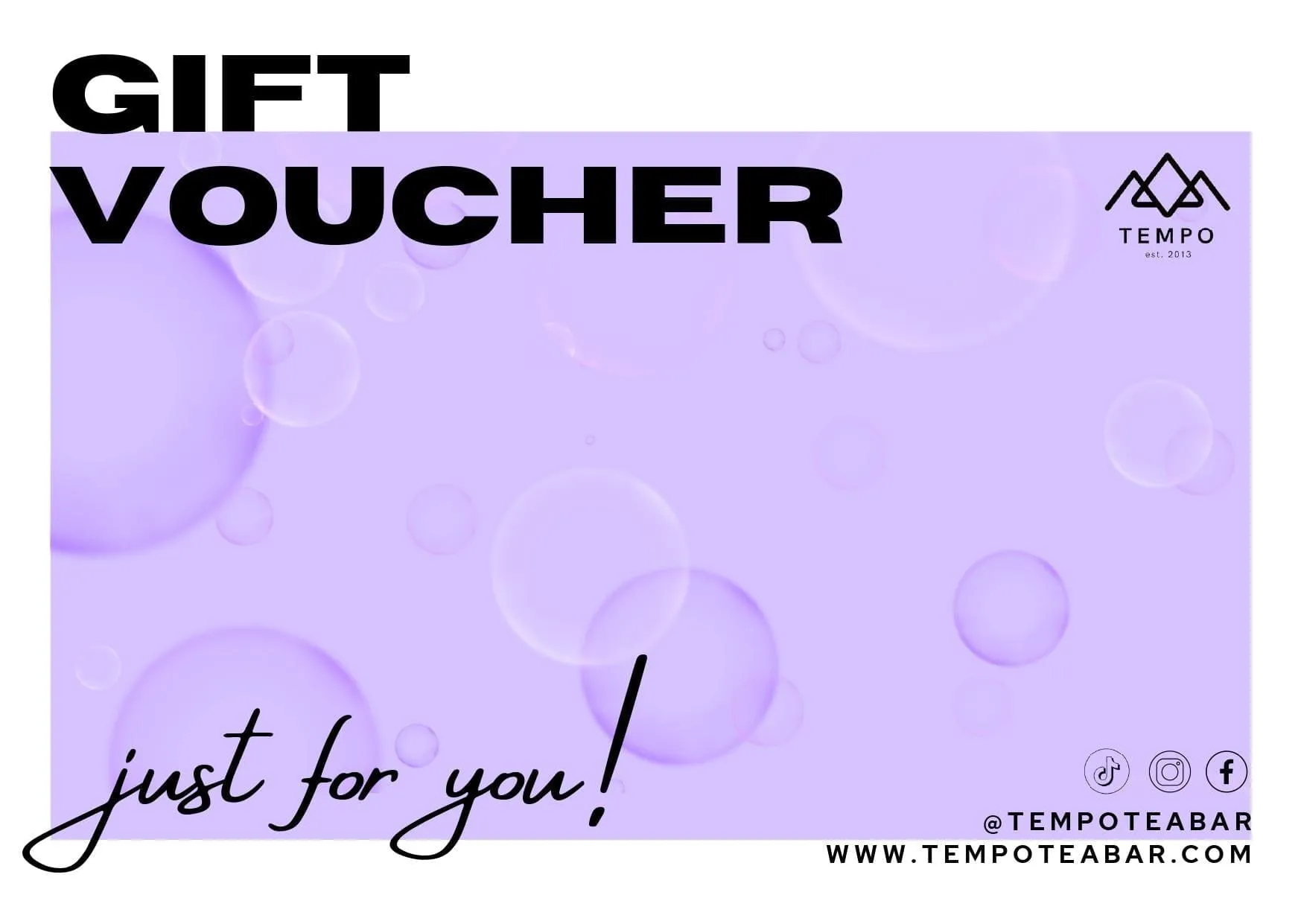 Tempo Tea Bar In-Store Gift Card Voucher