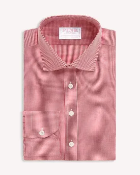 Thomas Pink Tailored Fit Formal Micro Check Shirt Red/White