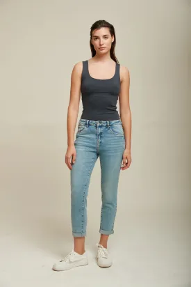 Toxik3 L20029-31 High Waist Boyfriend Jeans - Light Blue