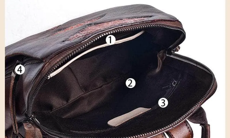 Vintage Genuine Leather Women Backpack