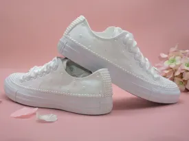 Wedding Bridal White Pearl Converse.