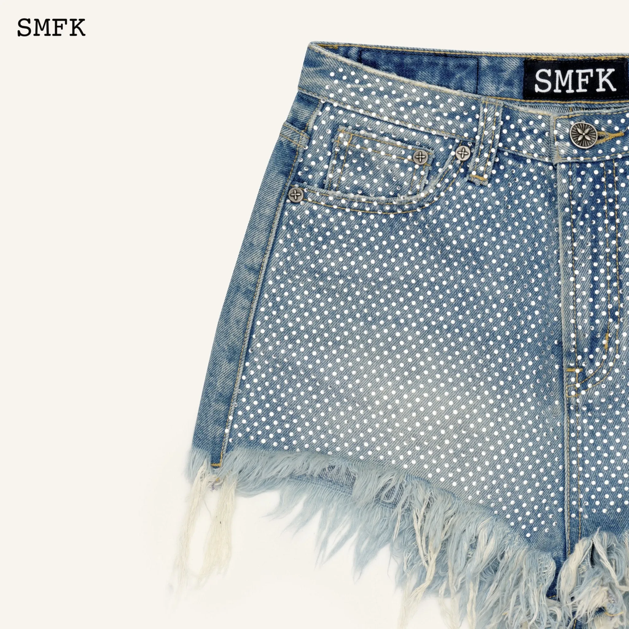 WildWorld Diamond Blue Cowboy Short Jeans