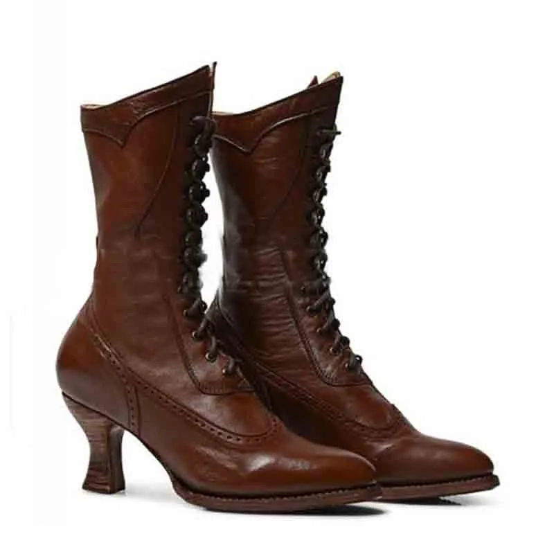 Women lace up wide width platform boots bridal shoes