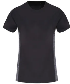 Womens TriDri® contrast panel performance t-shirt | Charcoal/Black Melange