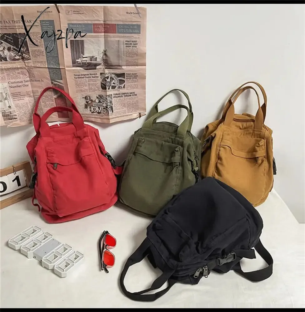 Xajzpa - Brand Women Backpacks Green Canvas Rucksack Quality Laptop School Student Bag Female Daypack for Teen Girls feminina mochila