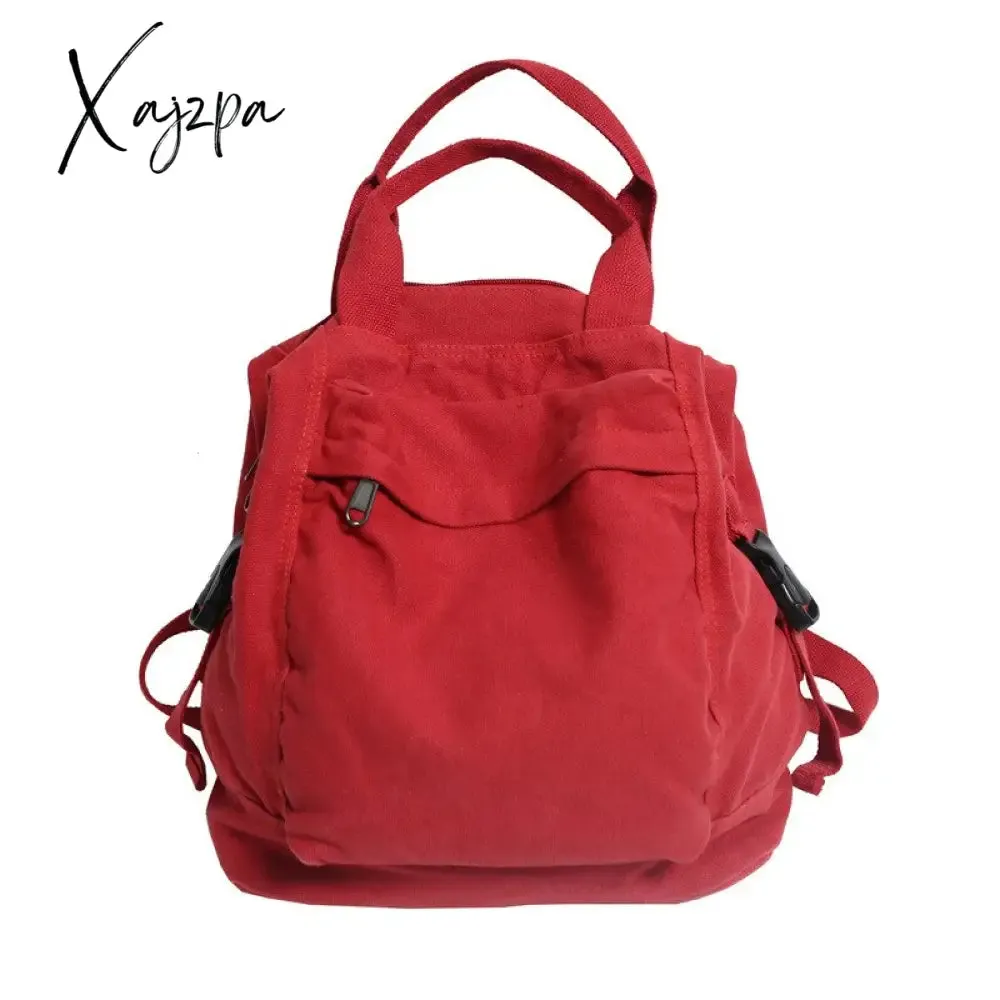 Xajzpa - Brand Women Backpacks Green Canvas Rucksack Quality Laptop School Student Bag Female Daypack for Teen Girls feminina mochila
