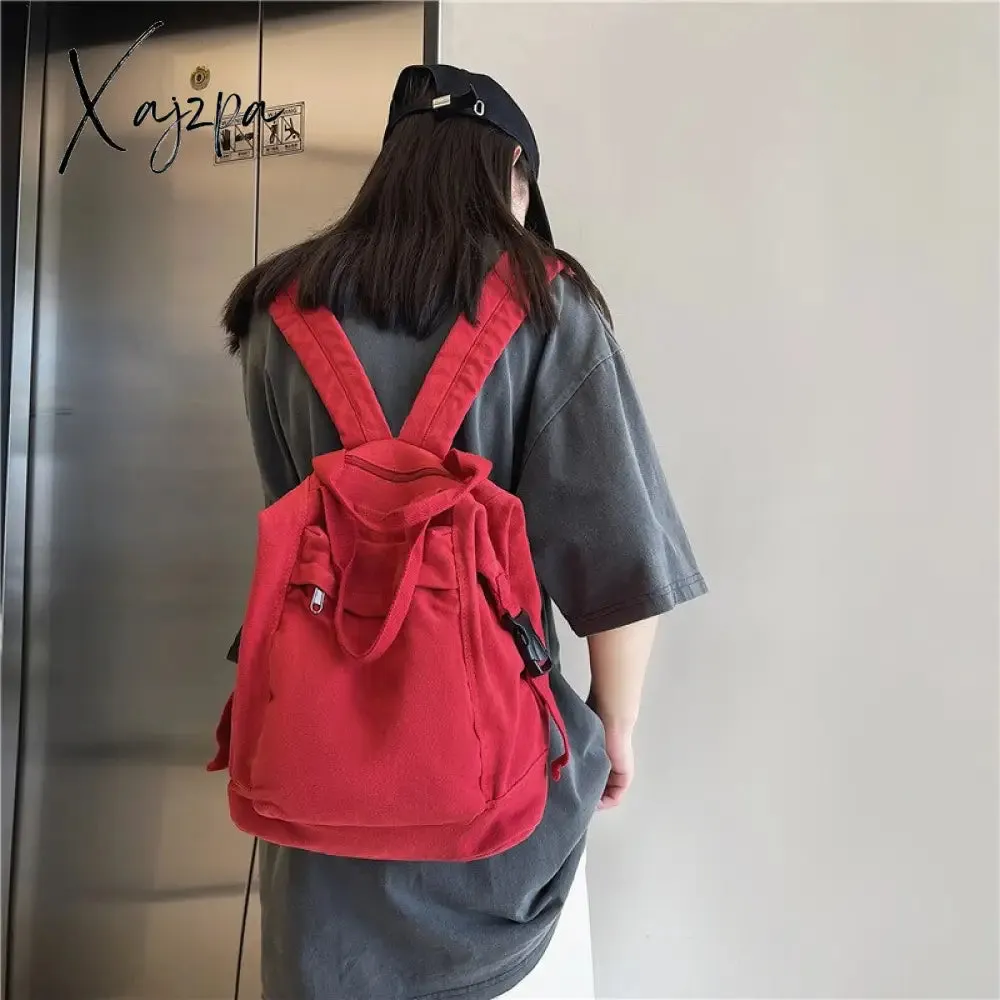 Xajzpa - Brand Women Backpacks Green Canvas Rucksack Quality Laptop School Student Bag Female Daypack for Teen Girls feminina mochila