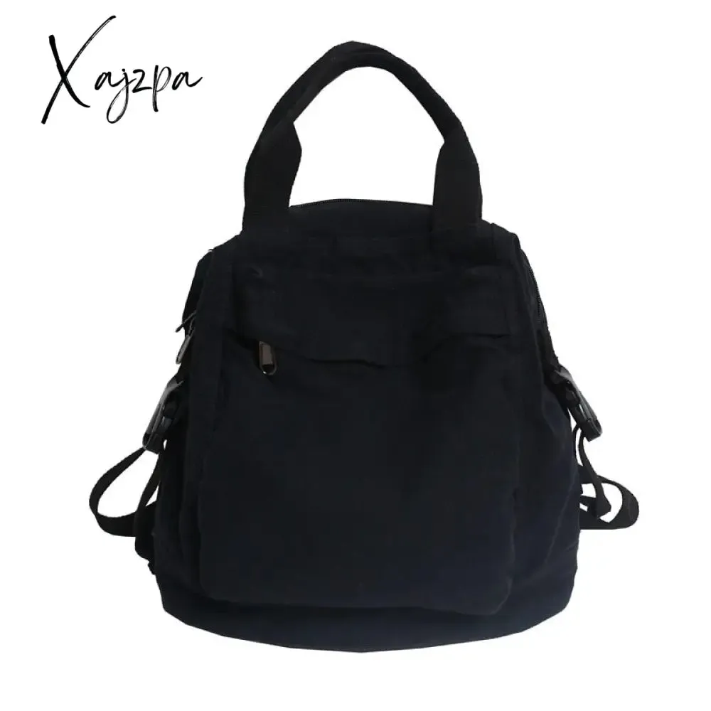 Xajzpa - Brand Women Backpacks Green Canvas Rucksack Quality Laptop School Student Bag Female Daypack for Teen Girls feminina mochila