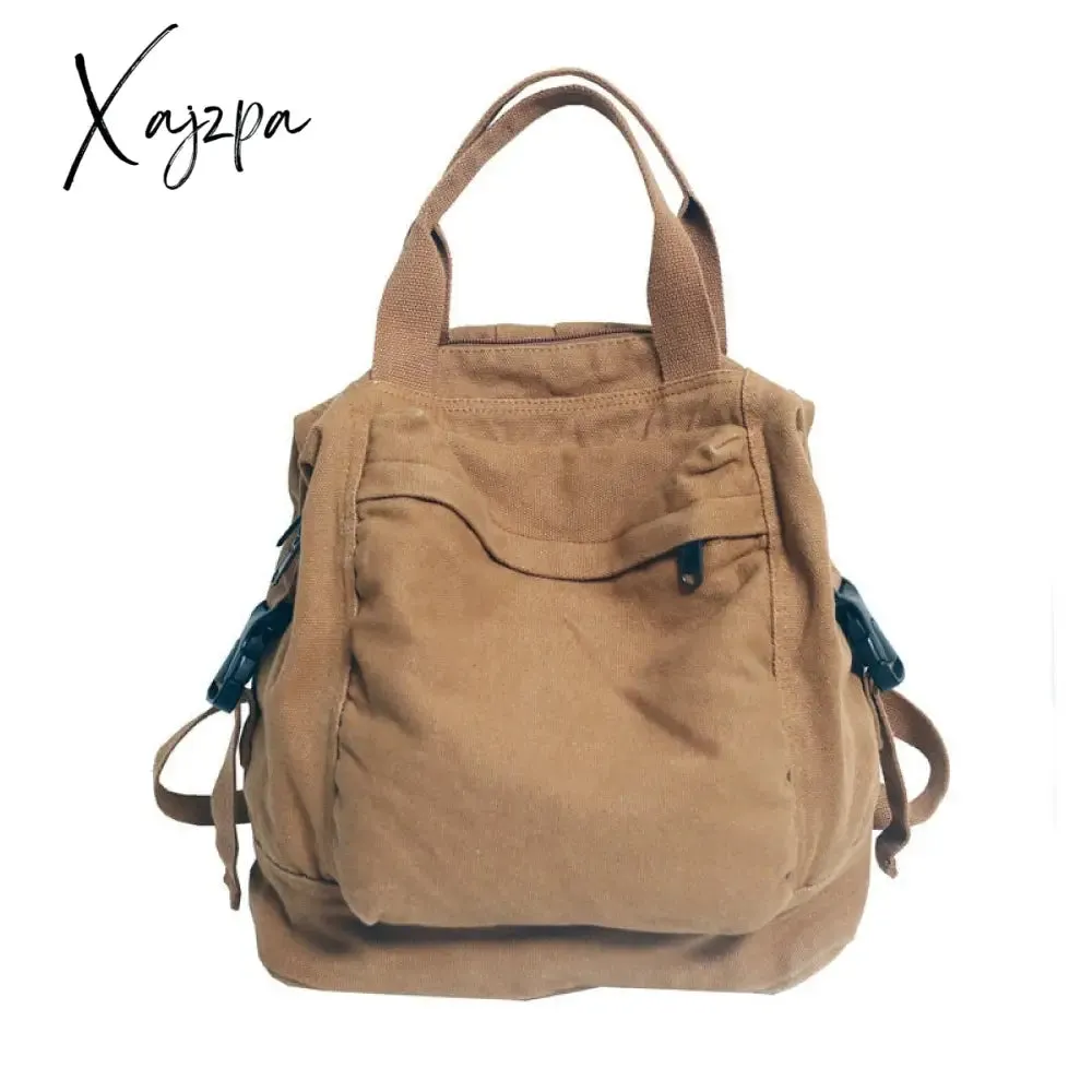 Xajzpa - Brand Women Backpacks Green Canvas Rucksack Quality Laptop School Student Bag Female Daypack for Teen Girls feminina mochila